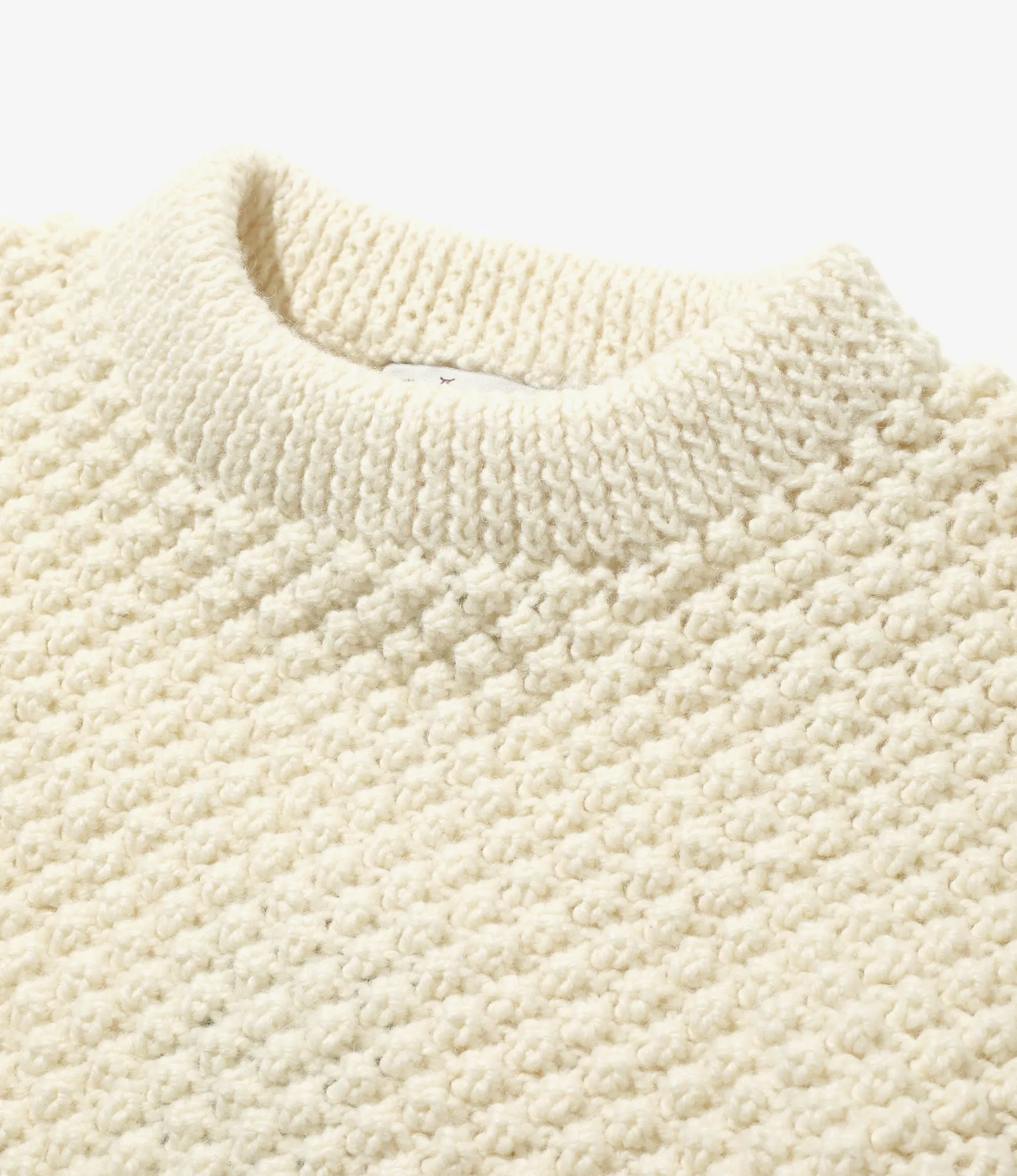 elastic waistband Casual Outfit Mock Neck Popcorn Tunic ?C Natural