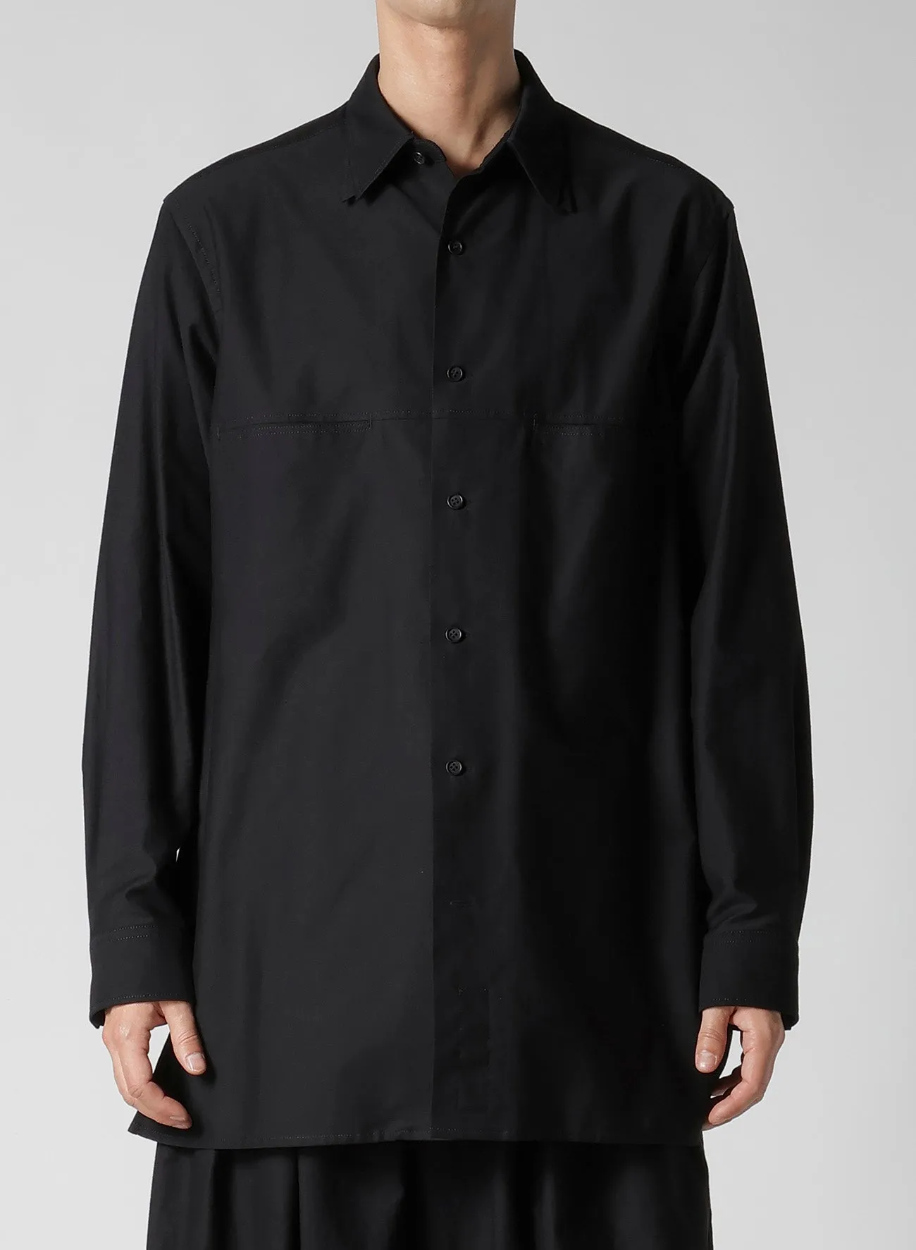 WIDE TWILL DOUBLE COLLAR OVERSIZE SHIRT Multi Pocket Design