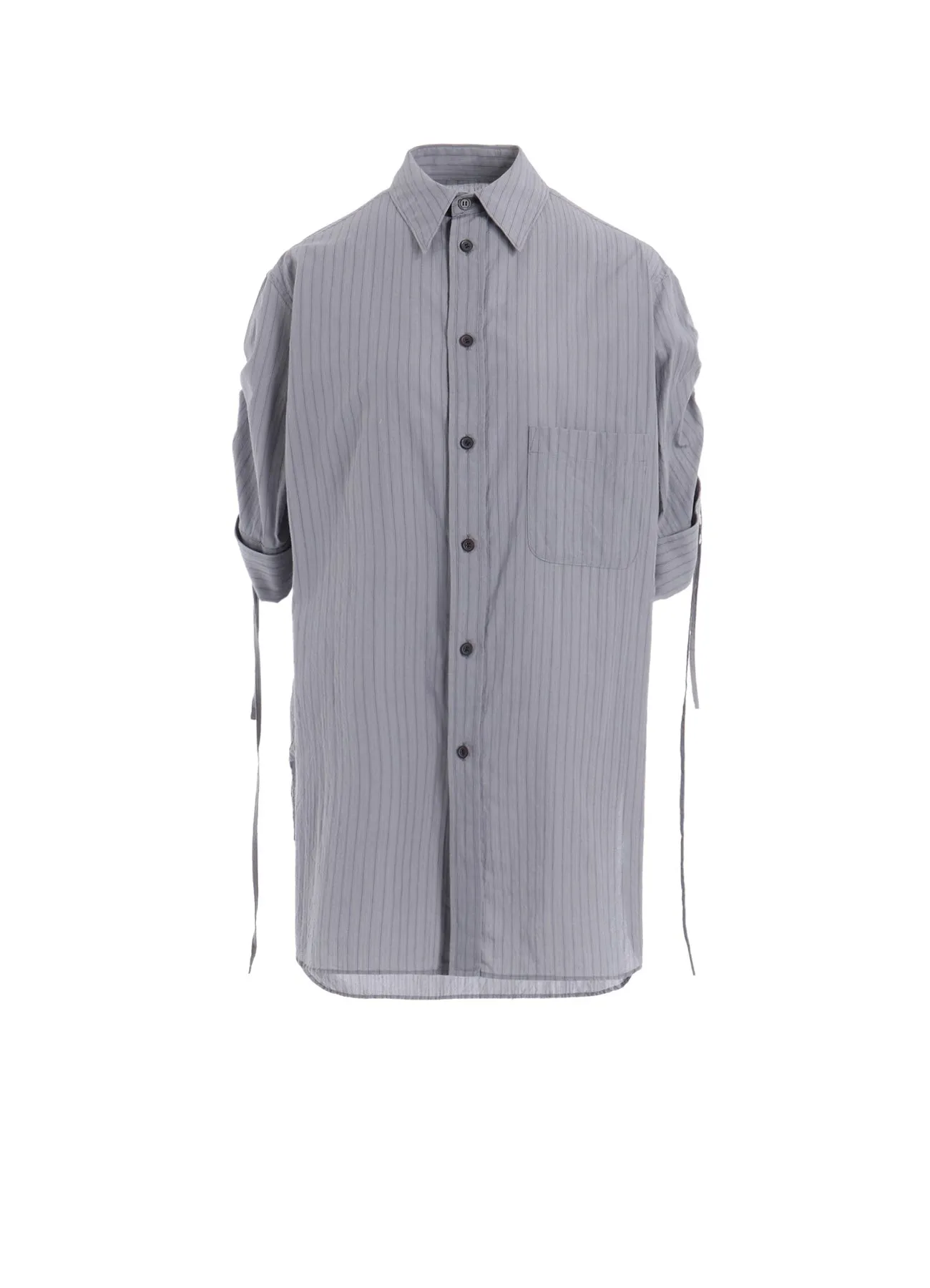 DOBBY STRIPE SHIRRING SLEEVE SHIRT Non Iron Thermal Regulation Fabric