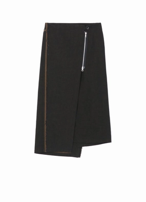10oz DENIM PANELLED WRAP SKIRT Minimalist fit-and-flare