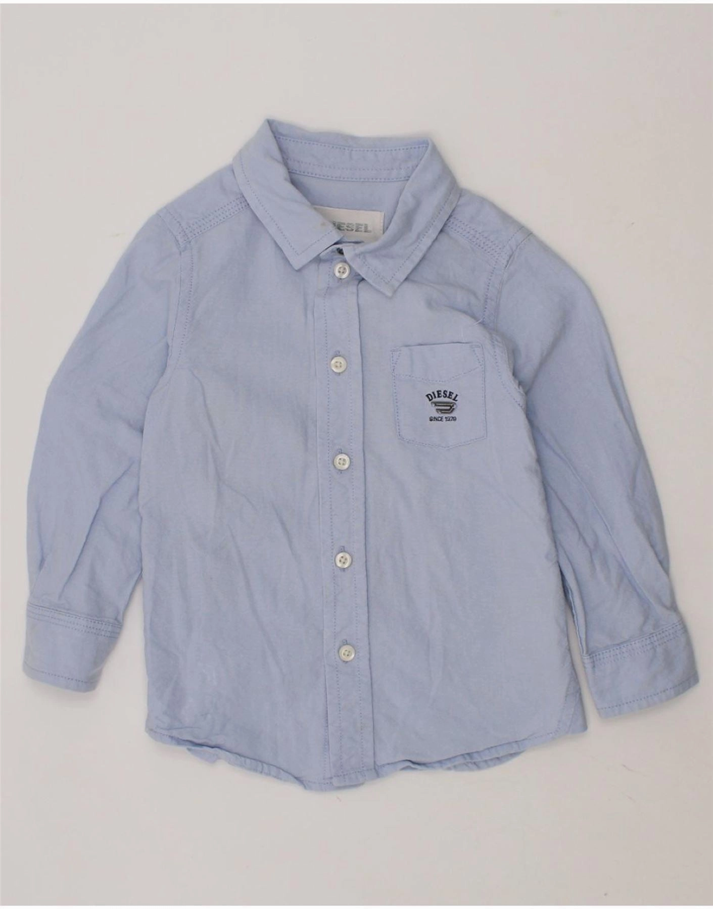 Multi Pocket Utility Round Collar DIESEL Baby Boys Shirt 12-18 Months Blue Cotton