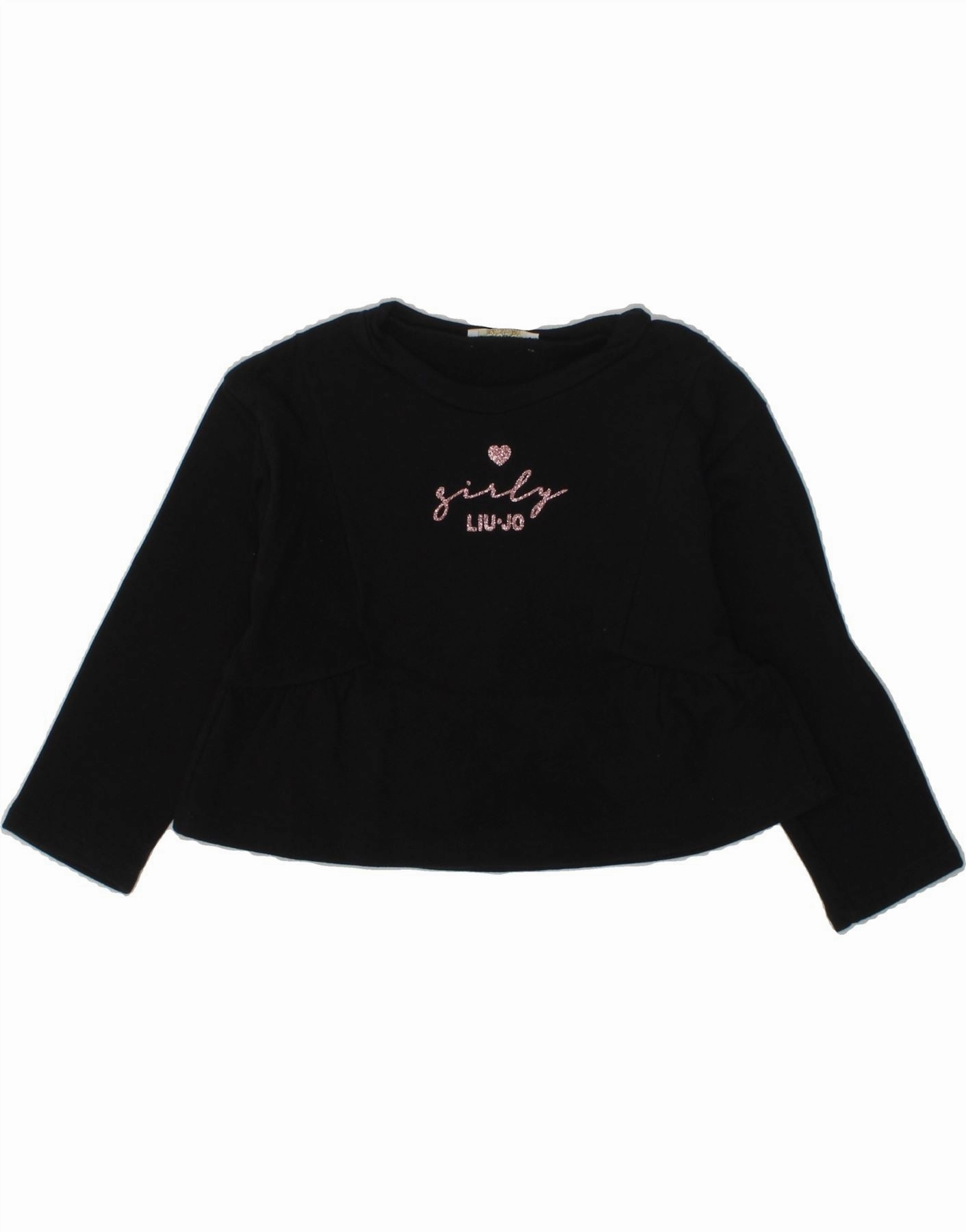 Unisex Option Eco Friendly Production LIU JO Baby Girls Graphic Top Long Sleeve 18-24 Months Black Cotton