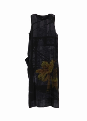 FLOWER&CABLE PRINT SLEEVELESS DRESS Hot Now DurableStitching