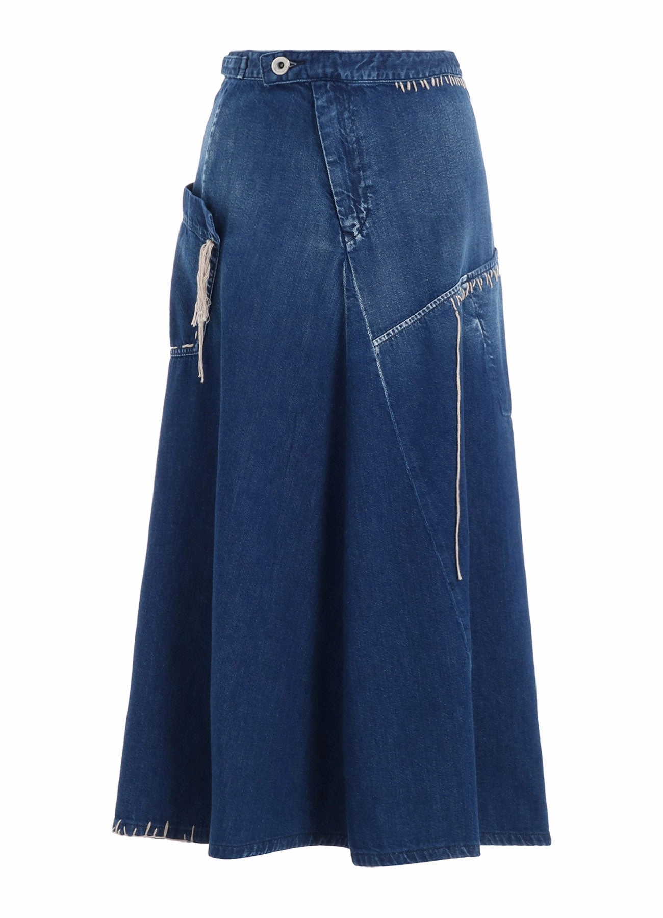 SPOTTED DENIM FLARE SKIRT WITH GUSSET Silk-Blend