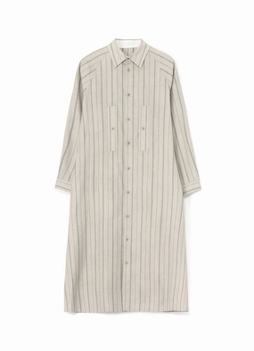 hypoallergenic COTTON STRIPE INK DYED CHEST POCKET DRESS
