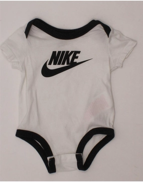 NIKE Baby Boys Graphic Bodysuit 3-6 Months  White Cotton Casual Bold Relaxed Date
