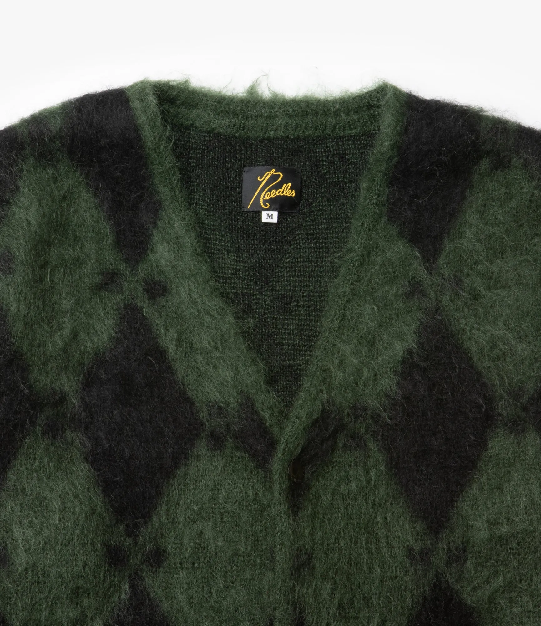 Mohair Cardigan ?C?Green Diamond Crew Neckline Wrinkle Resistant Finish