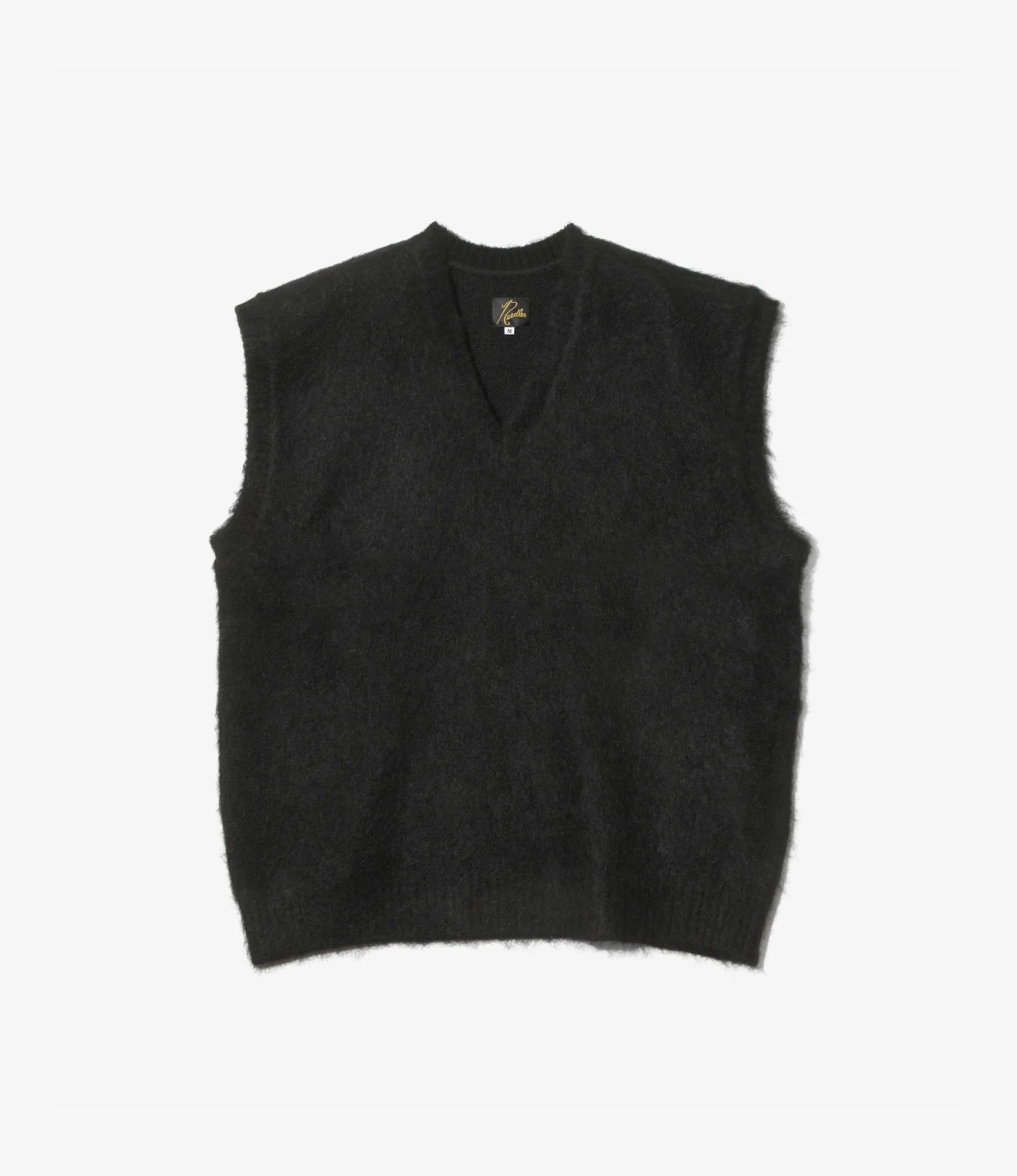Flexible Layer Mohair Knit Vest ?C Black