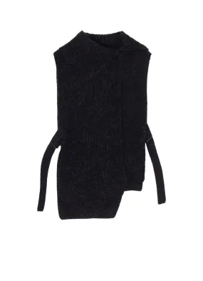 Elastic hemline ShrinkageResistant Weave MOHAIR WOOL COMBINATION KNIT VEST