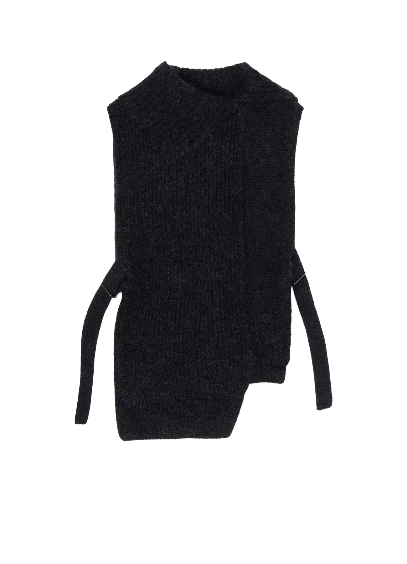 Elastic hemline ShrinkageResistant Weave MOHAIR WOOL COMBINATION KNIT VEST