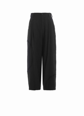 Multipurpose Design LINEN/COTTON HERRINGBONE ZIGZAG CUT-OUT PANTS