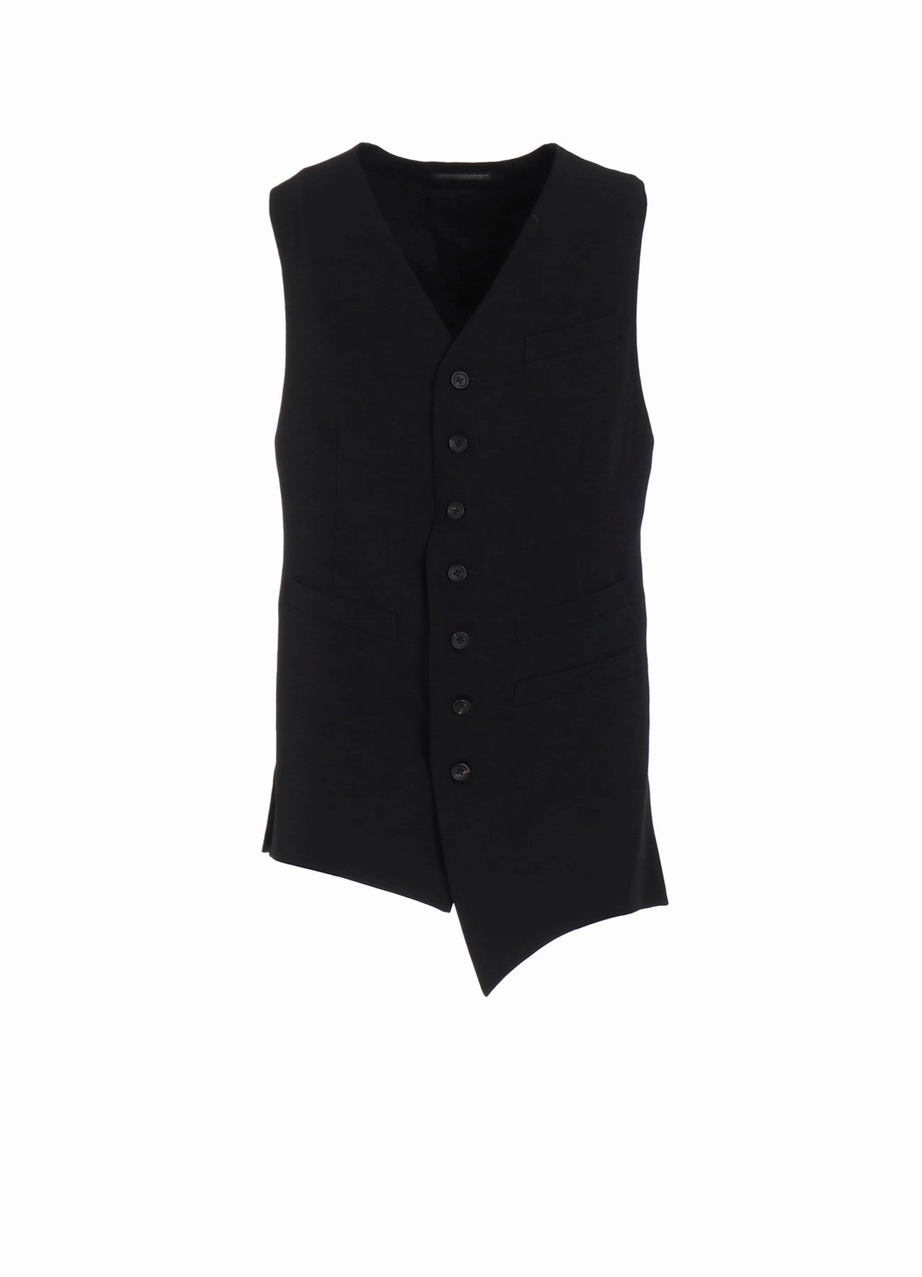 WOOL GABARDINE ASYMMETRY LENGTH VEST Soft Brushed Interior
