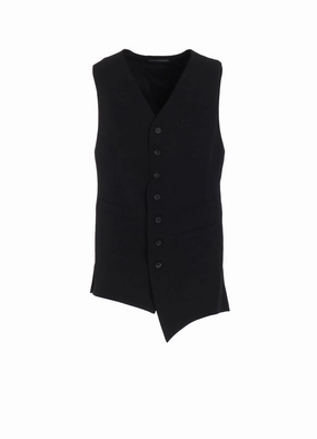 WOOL GABARDINE ASYMMETRY LENGTH VEST Soft Brushed Interior