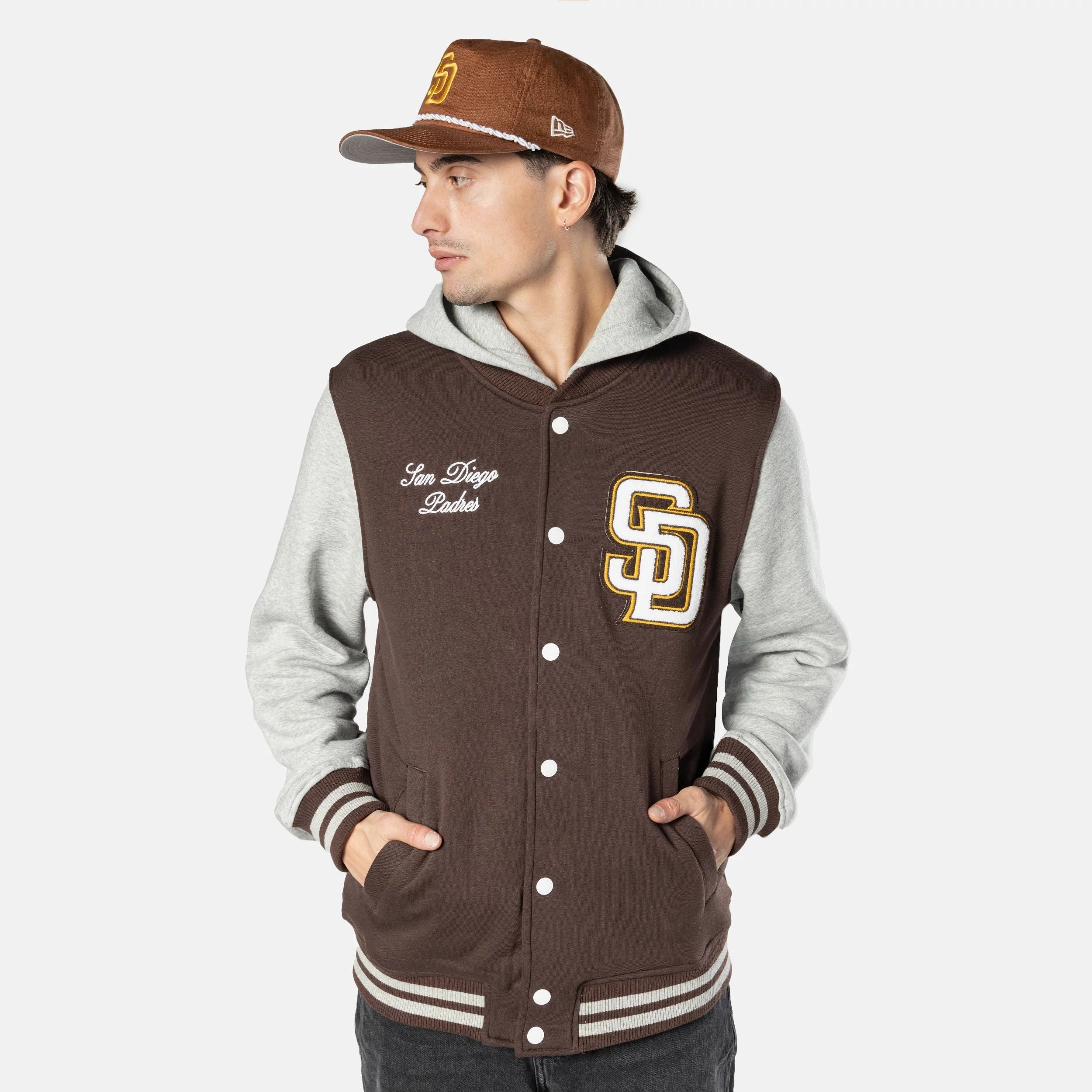 Padres Snap Front Fleece Jacket - Mens Convertible Sleeve Options