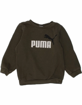 PUMA Baby Boys Graphic Sweatshirt Jumper 18-24 Months Khaki Cotton Subtle Fit