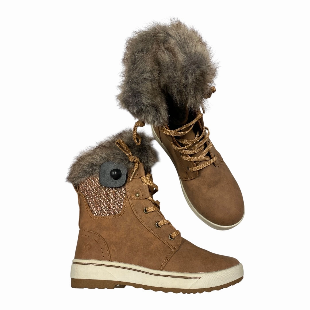 Padded Interior Hiking Trails Boots Snow By  Cmc In Tan, Size:7