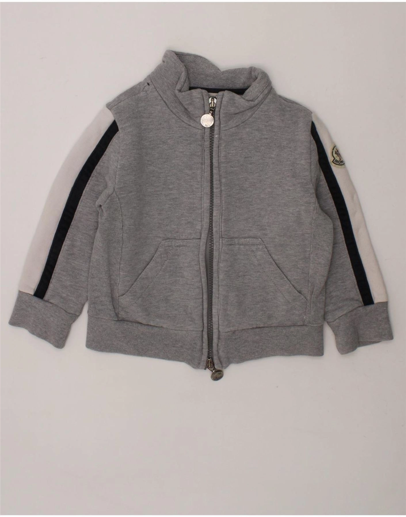 MONCLER Baby Boys Tracksuit Top Jacket 18-24 Months Grey Colourblock Cream Smart Design