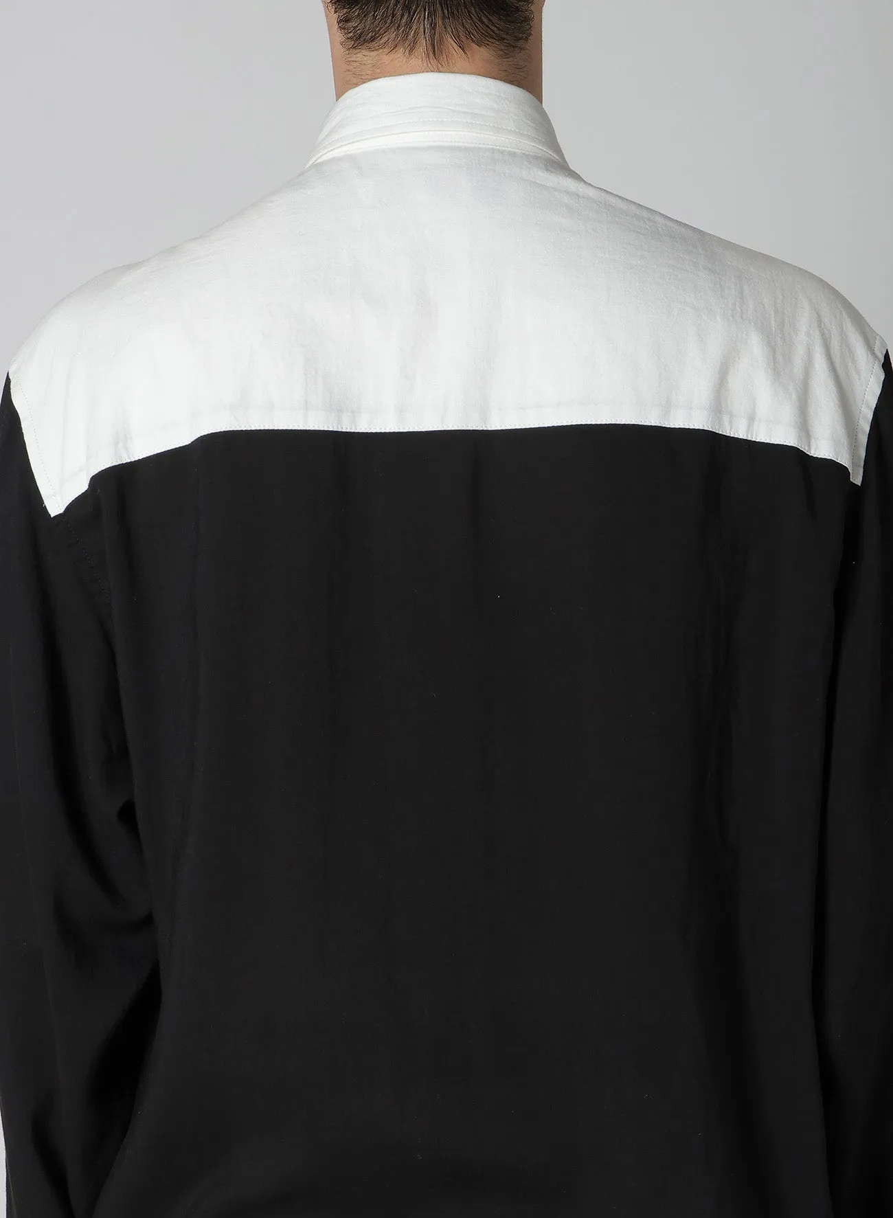 MONOCHROME PANEL TUCK COLLAR SHIRT Anti Pilling Finish