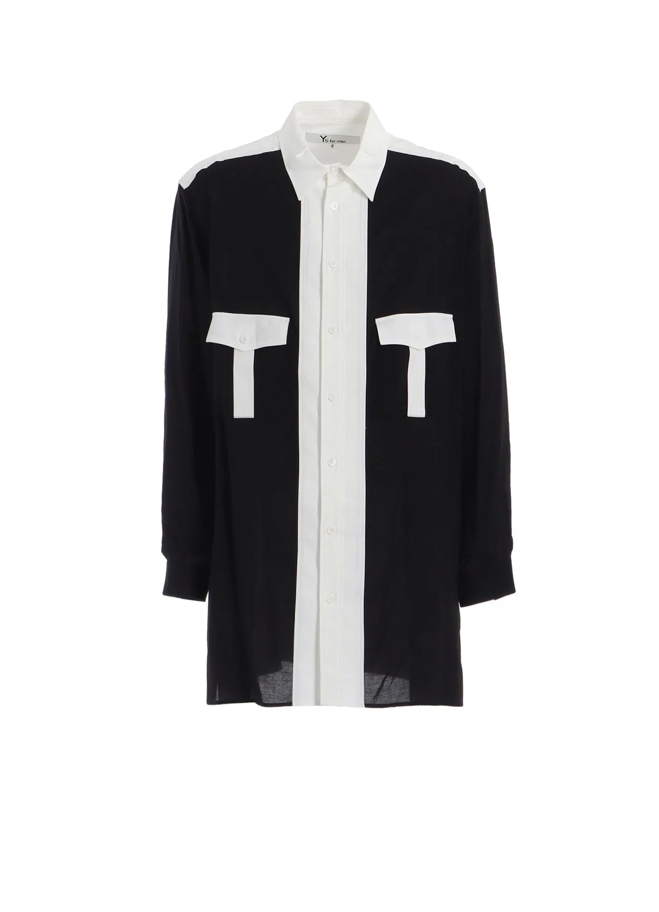 Weekend Outing Layering Essential MONOCHROME PANEL TUCK COLLAR SHIRT