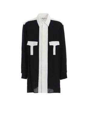 Weekend Outing Layering Essential MONOCHROME PANEL TUCK COLLAR SHIRT