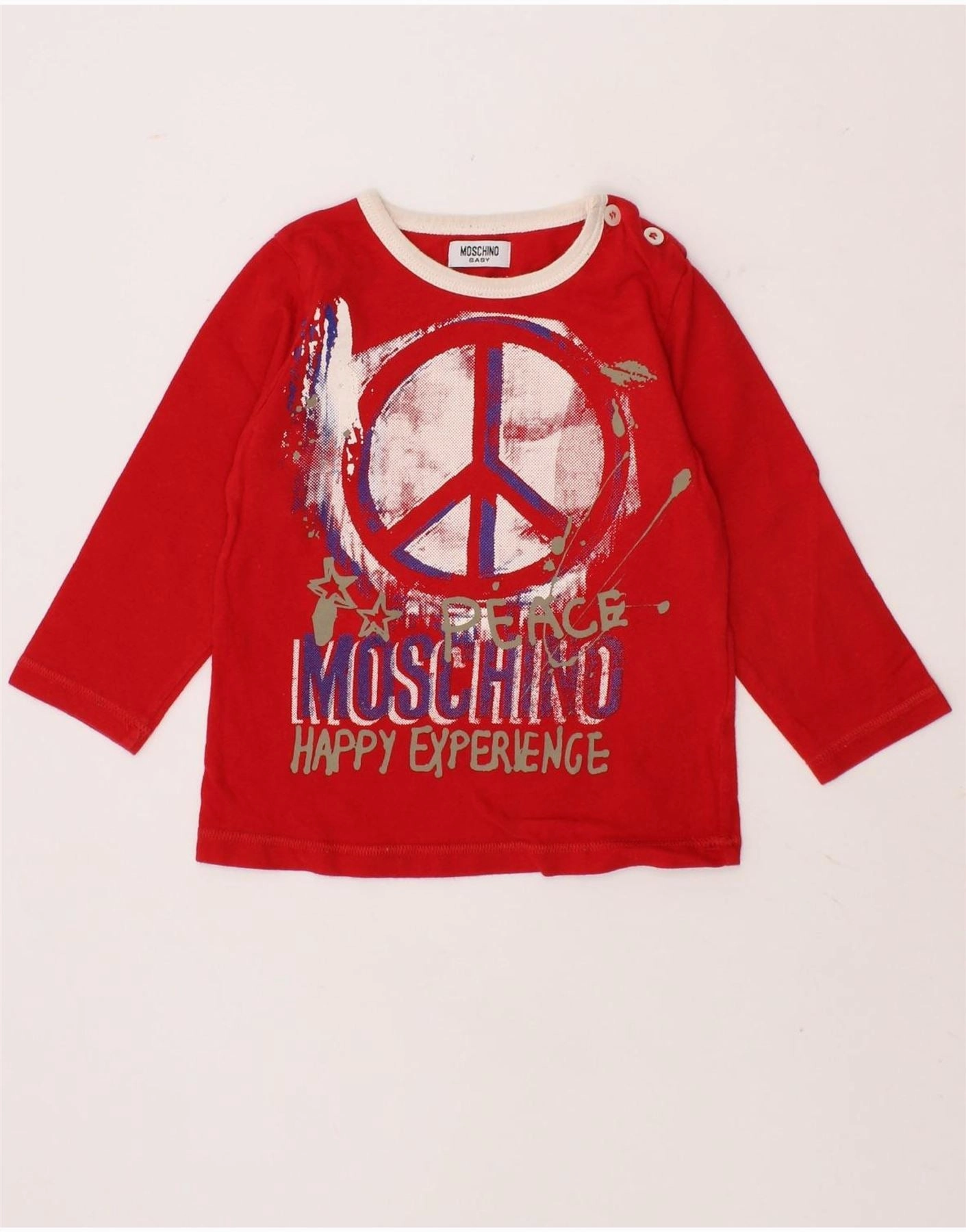 Lightweight texture Solid Color MOSCHINO Baby Boys Graphic Top Long Sleeve 12-18 Months Red Cotton
