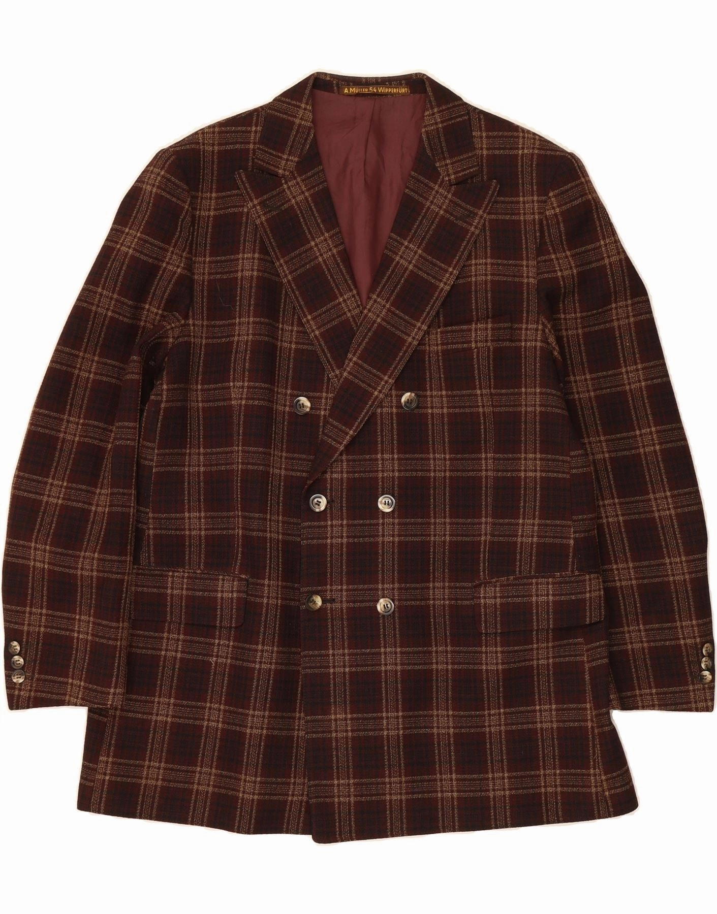 Refined Style MULLER WIPPERFURTH Mens Blazer Jacket UK 40 Large Burgundy Check