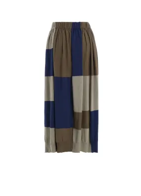 MULTI COLOR INTARSIA GATHER SKIRT Classic Style Wrinkle Recovery Fabric