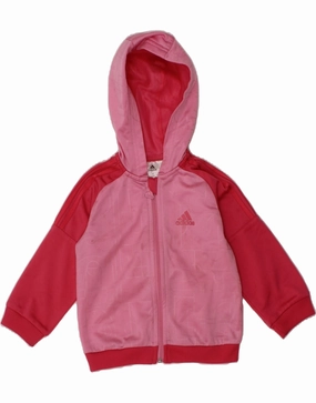 Moisture Management System ADIDAS Baby Girls Graphic Zip Hoodie Sweater 9-12 Months Pink Colourblock