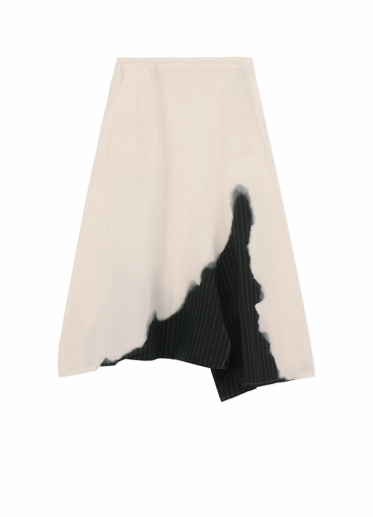 LINEN/COTTON ASYMMETRIC DRAWSTRING PANTS WITH PARTIAL PINSTRIPE PATTERN Sporty Touch Day Hike