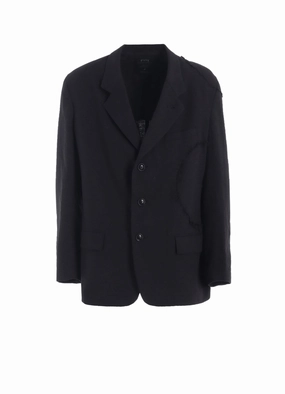 LINEN/COTTON HERRINGBONE ZIGZAG CUT-OUT JACKET Water-Resistant Layer Comfort Design