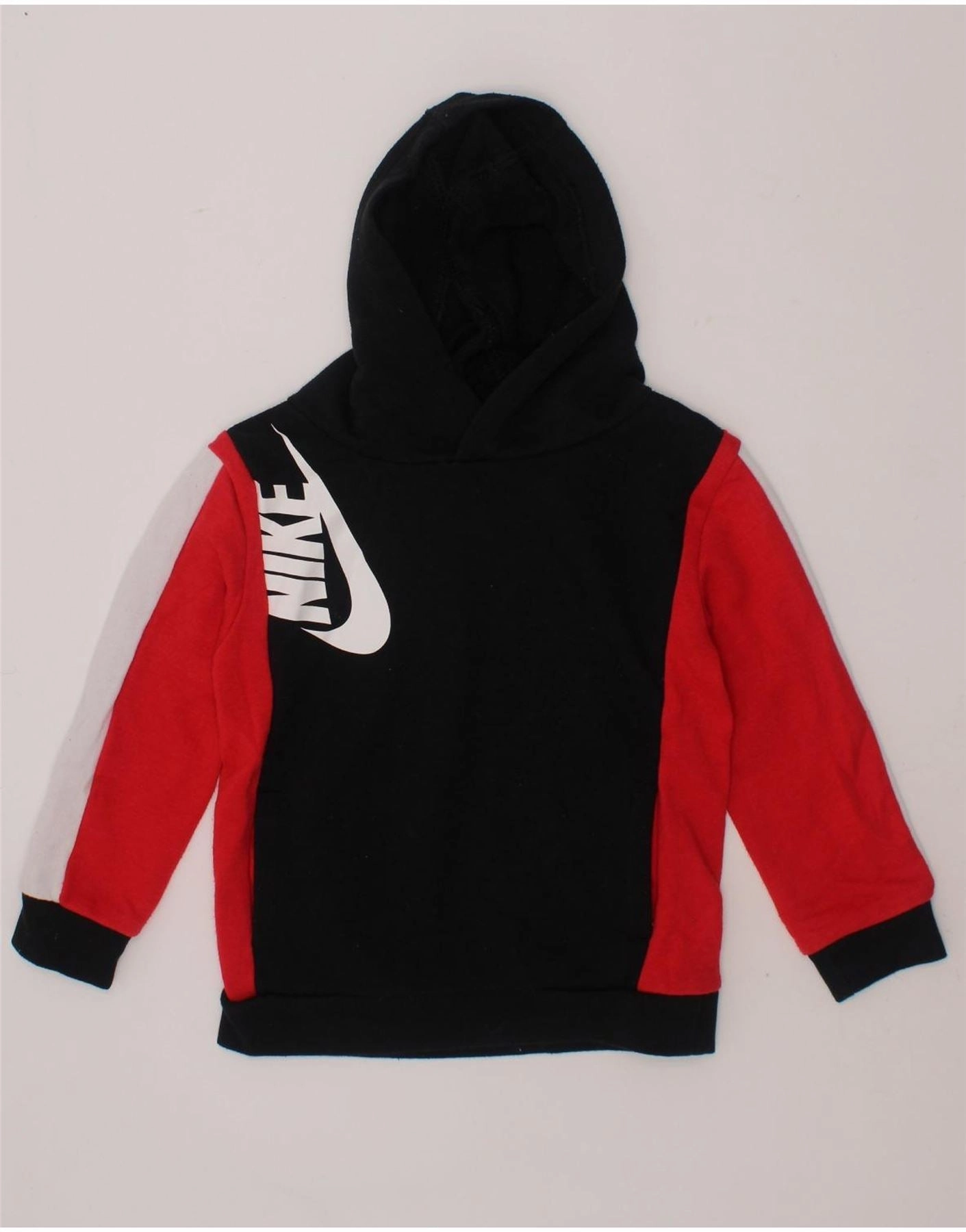 Elastic Edging Sustainable Fibers NIKE Baby Boys Graphic Hoodie Jumper 18-24 Months Black Colourblock Cotton