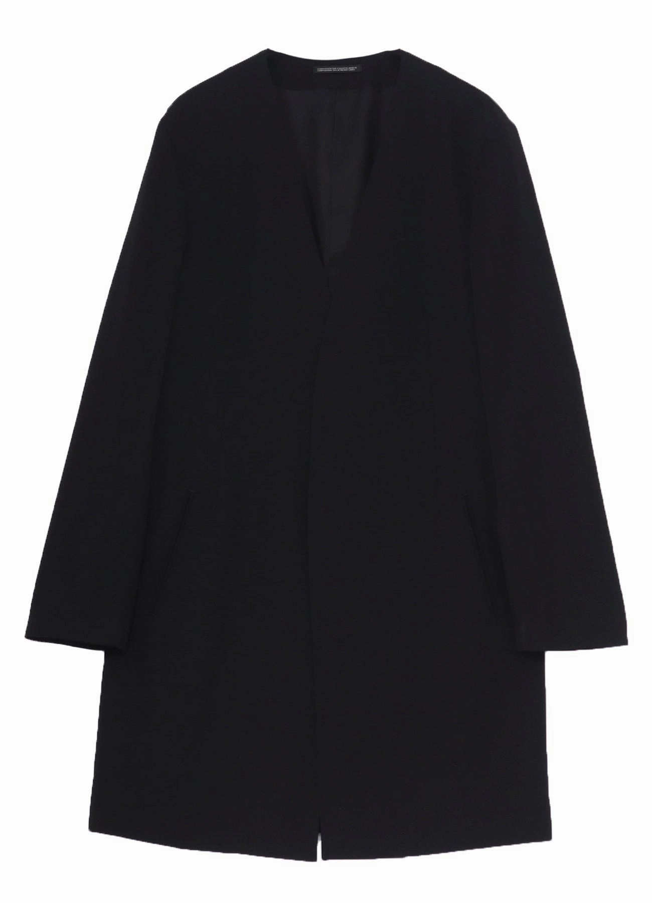 WOOL GABARDINE COLLARLESS JACKET Odor Resistant Finish