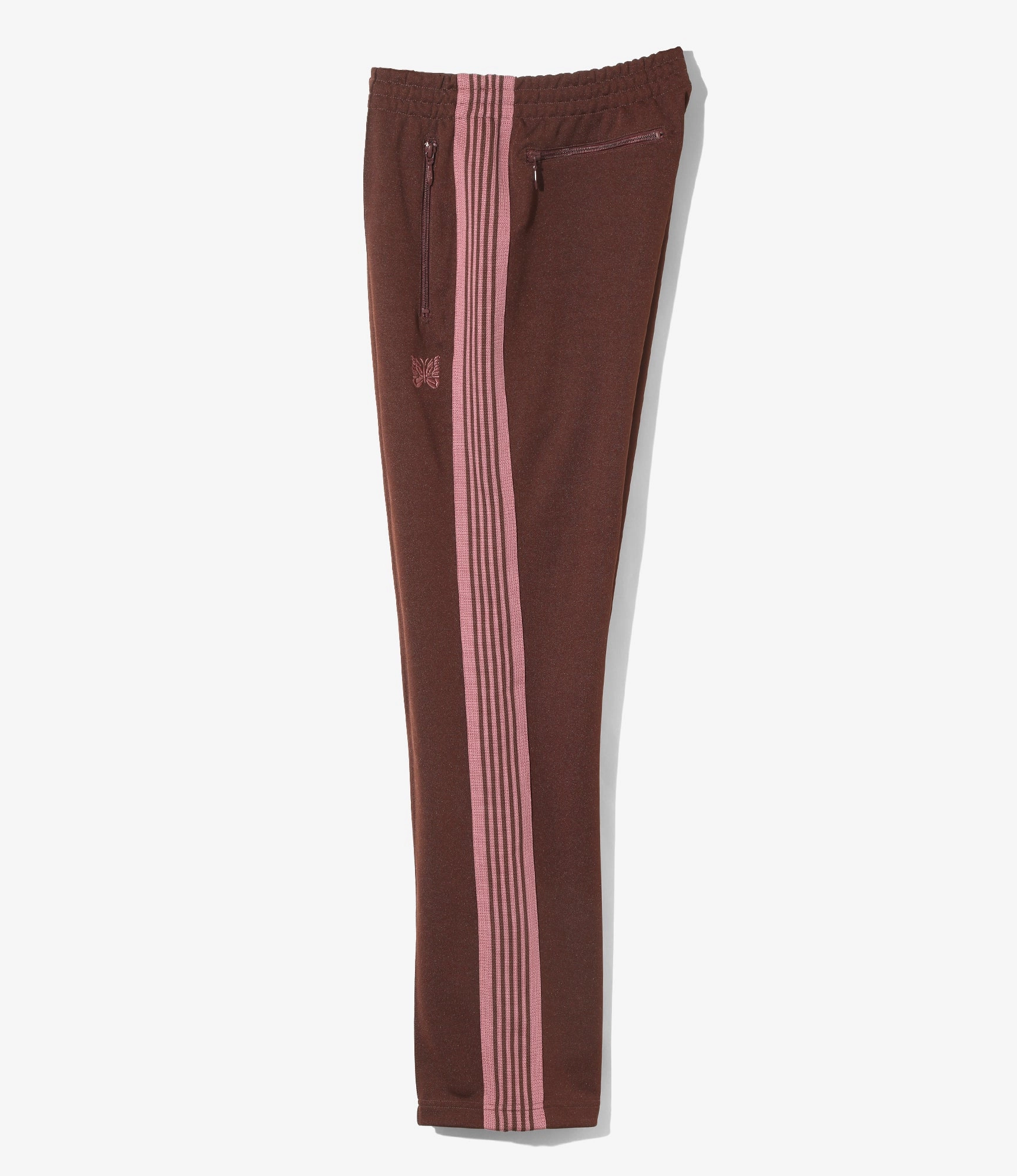 Tight Fit Narrow Track Pant ?C Brown Smooth Polyester
