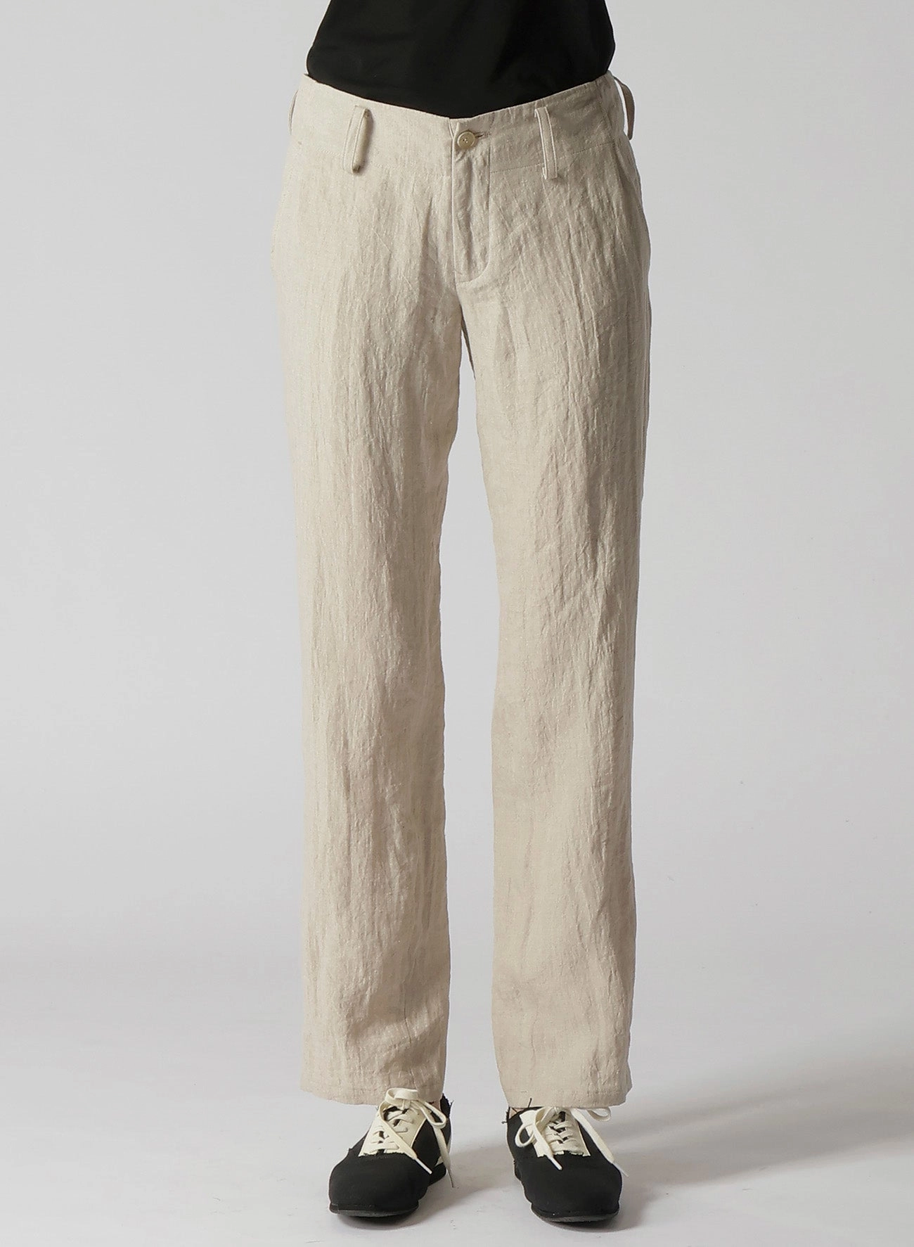 Rest Easy Cozy Stretch Fit NATURAL WASHED LINEN LOW-RISE STRAIGHT FIT PANTS