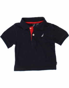 NAUTICA Baby Boys Polo Shirt 9-12 Months Navy Blue Cotton Quick Release Cuffs Errand Ready