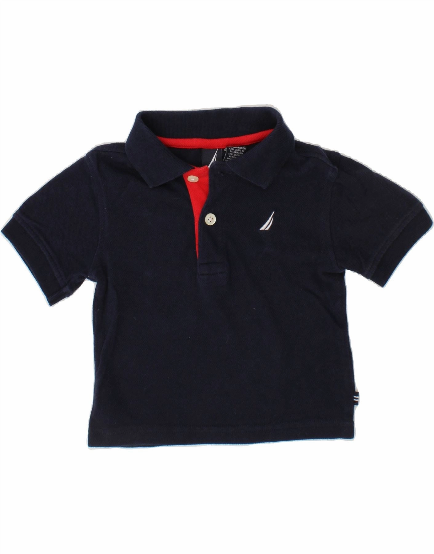 NAUTICA Baby Boys Polo Shirt 9-12 Months Navy Blue Cotton Quick Release Cuffs Errand Ready