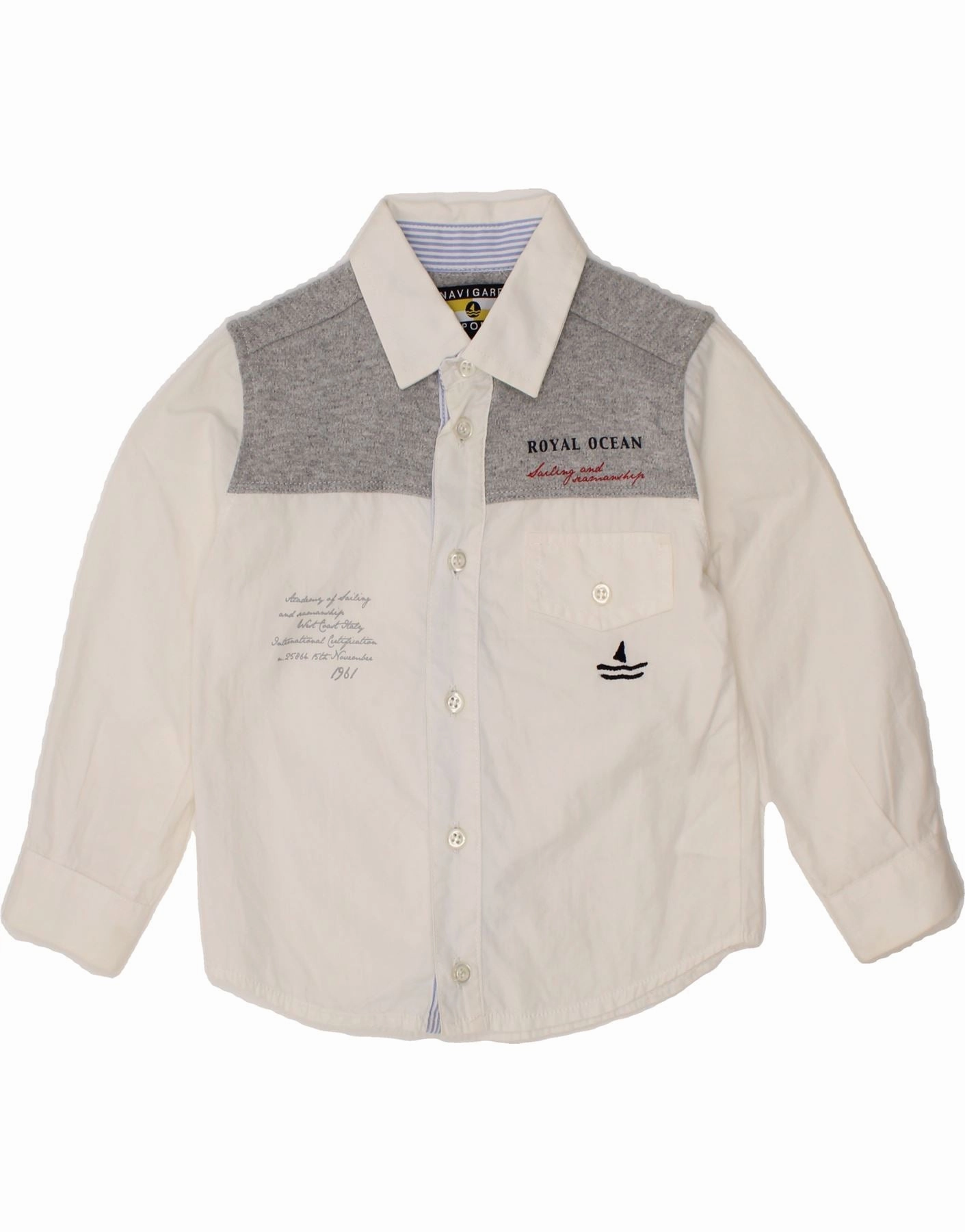 NAVIGARE Baby Boys Graphic Shirt 12-18 Months White Colourblock Cotton City Exploration