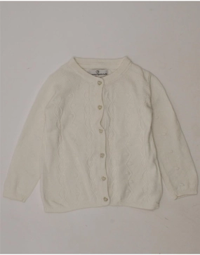 NAZARENO GABRIELLI Baby Girls Cardigan Sweater 18-24 Months White Cotton FrictionResistant Sleeves