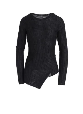 Double Layered Cuffs Winter Travel RIB DIAGONAL ROUND NECK PO