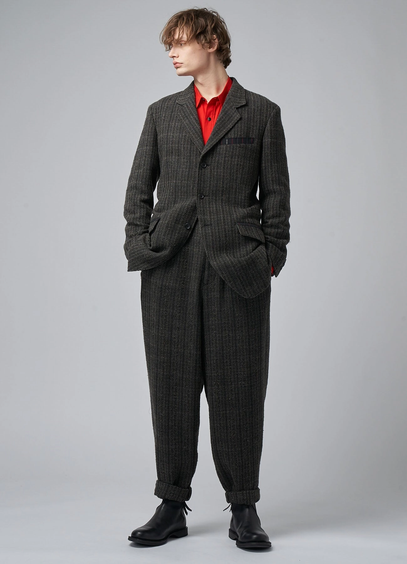 NEPPED HERRINGBONE JACKET WITH STRIPED POCKET DETAILS Frost Shield