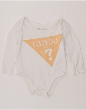 GUESS Baby Boys Long Sleeve Graphic Bodysuit 6-9 Months White Cotton Clean Basic Durable Teen