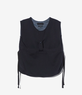 national defense Soft Lightness Newsboy Vest ?C Dark Navy Heavy Wool Elastique