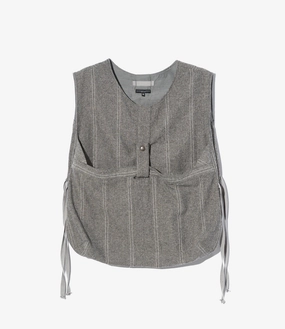Operator - trained Newsboy Vest ?C Light Grey Striped Herringbone Wool