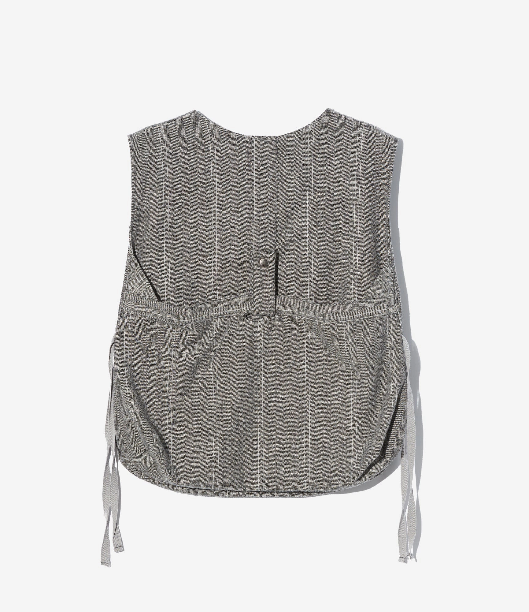 Newsboy Vest ?C Light Grey Striped Herringbone Wool Multipurpose Athletic Top