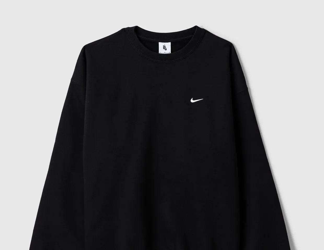 Plus Size Anti Odor Nike Solo Swoosh Fleece Crewneck Black / White
