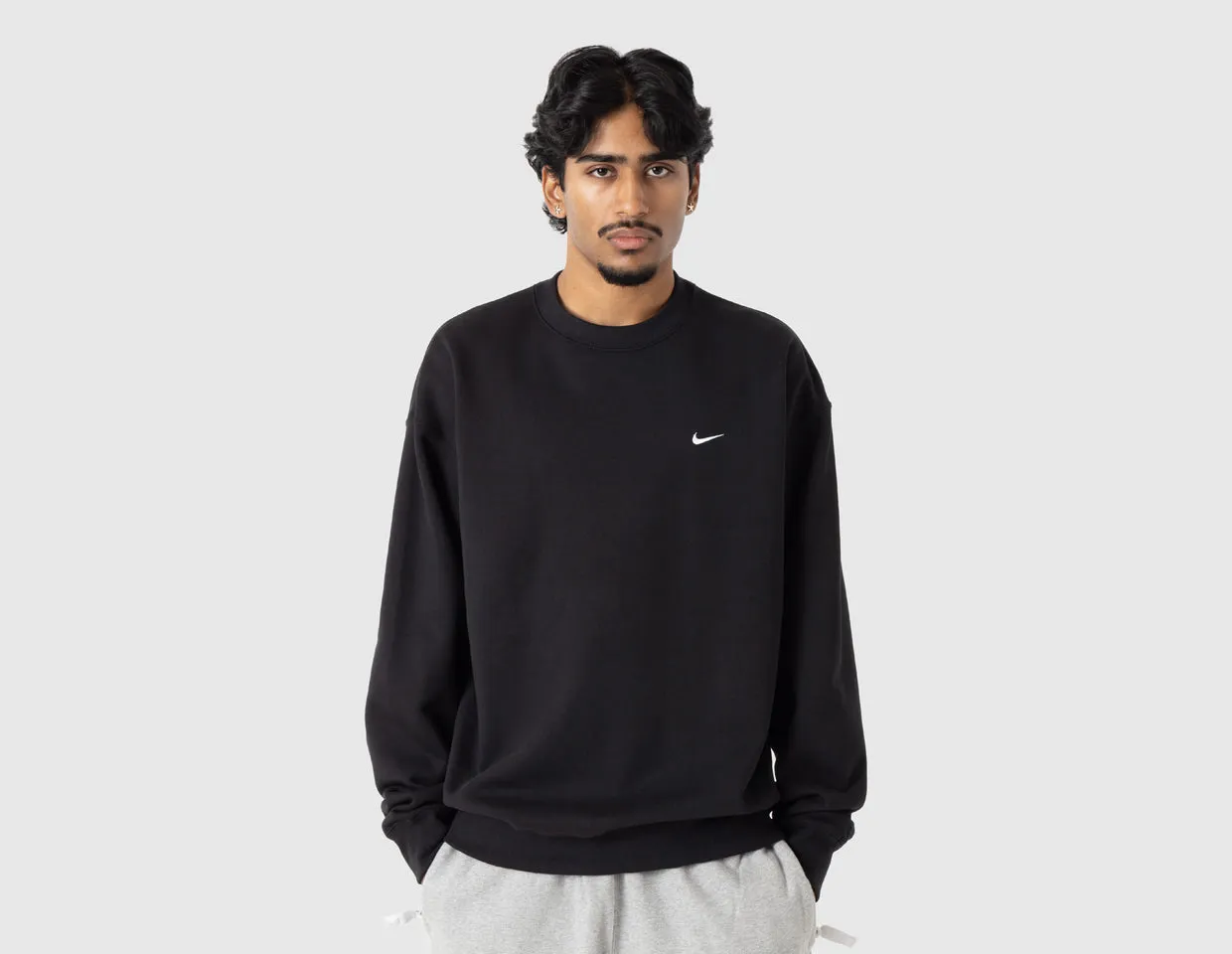 High End Nike Solo Swoosh Fleece Crewneck Black / White