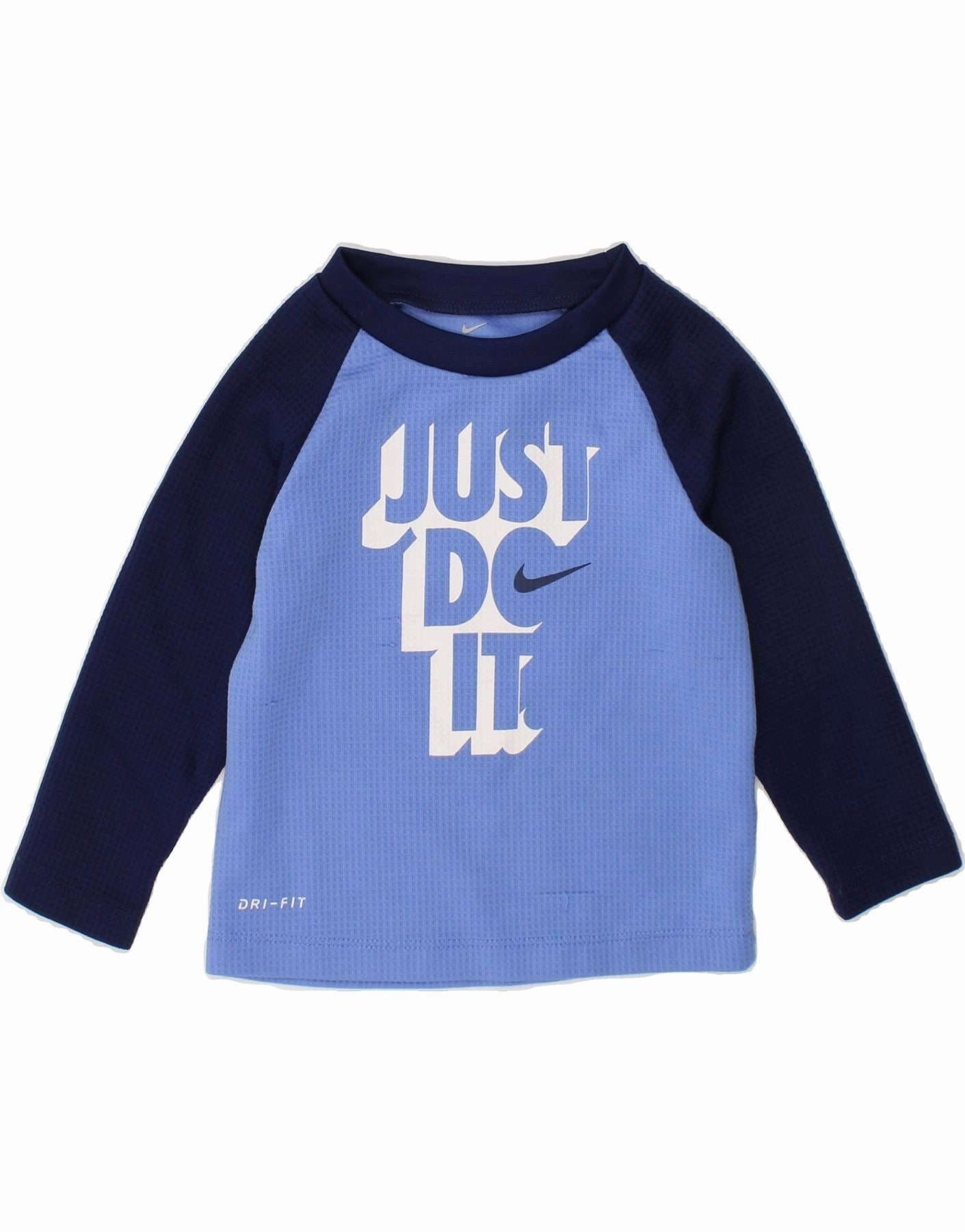 NIKE Baby Boys Dri Fit Graphic Top Long Sleeve 9-12 Months Blue Designer Look Pullover Design