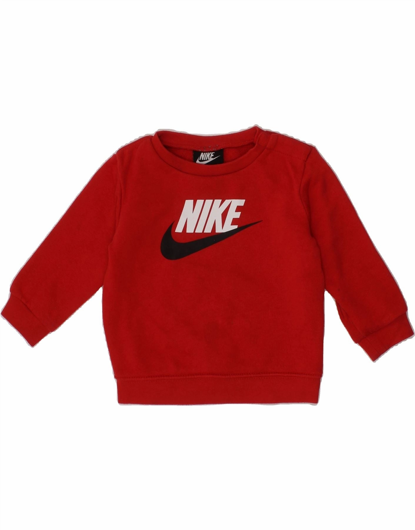 NIKE Baby Boys Graphic Sweatshirt Jumper 12-18 Months Red Cotton Cozy Classic DoubleLayered Hem