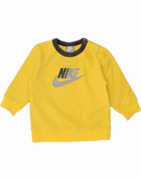 NIKE Baby Boys Graphic Sweatshirt Jumper 9-12 Months Yellow Cotton MoistureWicking Technology Zero Waste Knitting