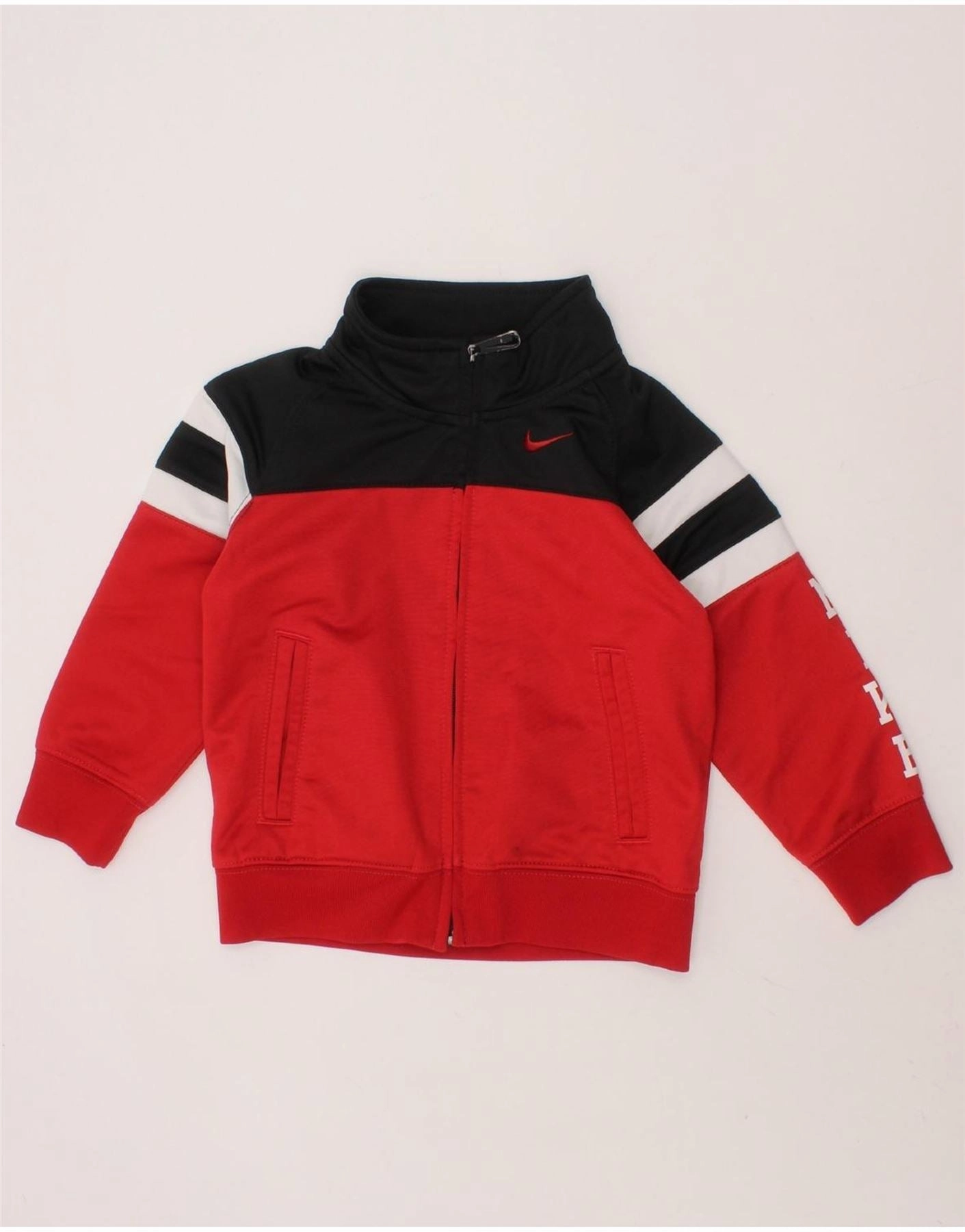 NIKE Baby Boys Graphic Tracksuit Top Jacket 18-24 Months Red Colourblock Container Purse